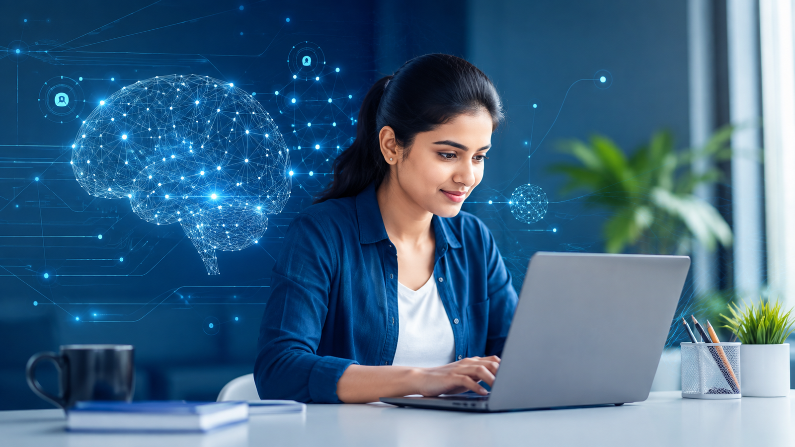 beginner using artificial intelligence on a laptop