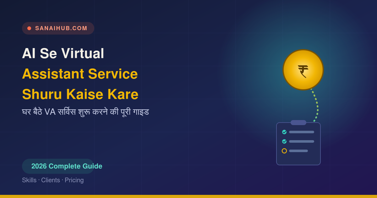 AI se virtual assistant service shuru kaise kare - task checklist board connected to a rupee coin